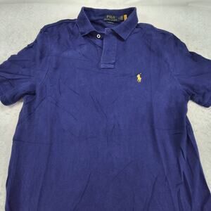 Polo Ralph Lauren Classic Fit Collared Polo Shirt Mens Size Small S Blue Yellow